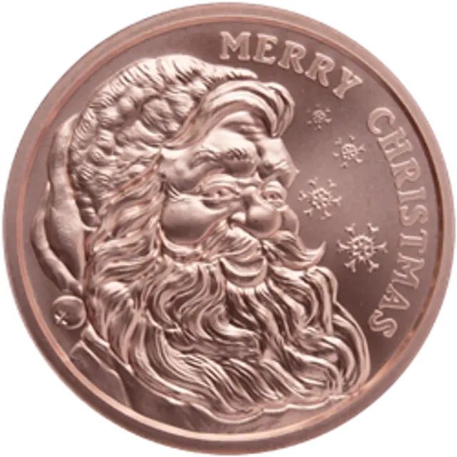 1 Oz Copper Round Santa Golden State Mint