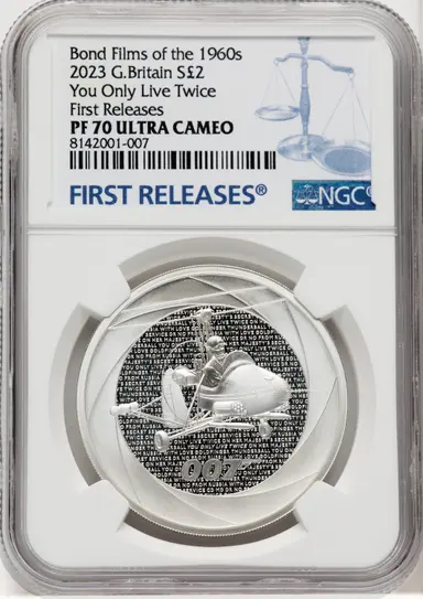 Charles III silver Proof "You Only Live Twice" 2 Pounds (1 oz) 2023 PR70  Ultra Cameo NGC,