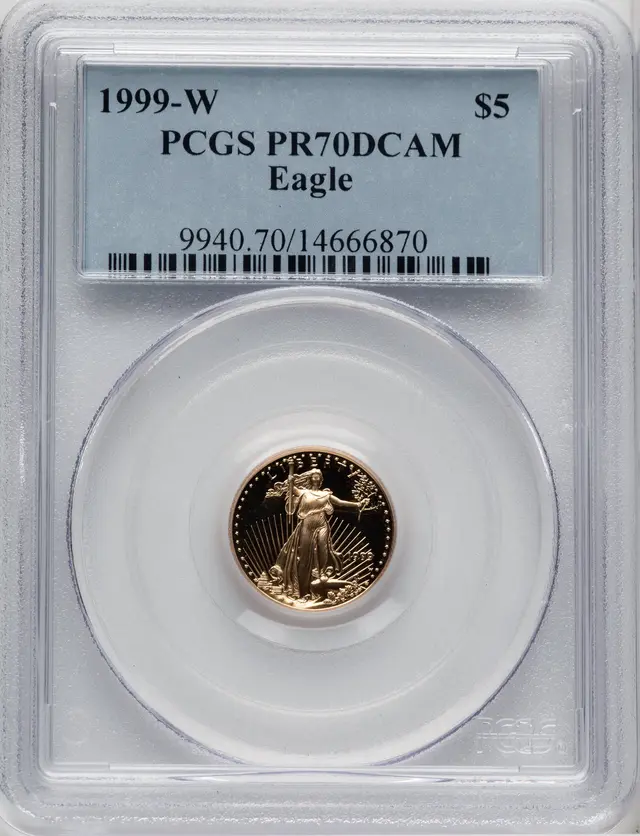 1999-W $5 Tenth-Ounce Gold Eagle, DC Blue Gradient
