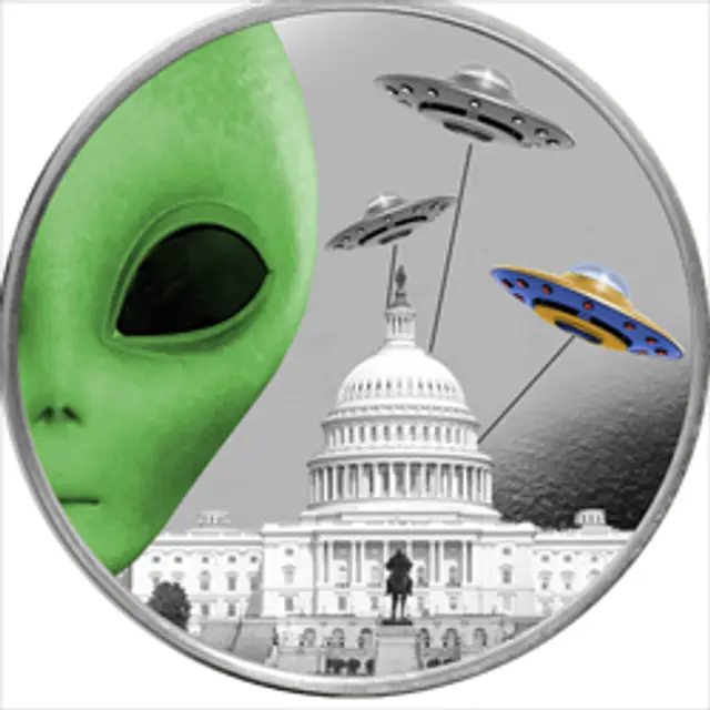1 Oz Silver Round Alien Colorized