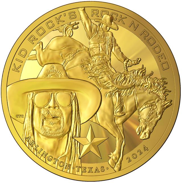 PBR's Kid Rock and Roll Rodeo 1oz Gold Plated Silver Coin