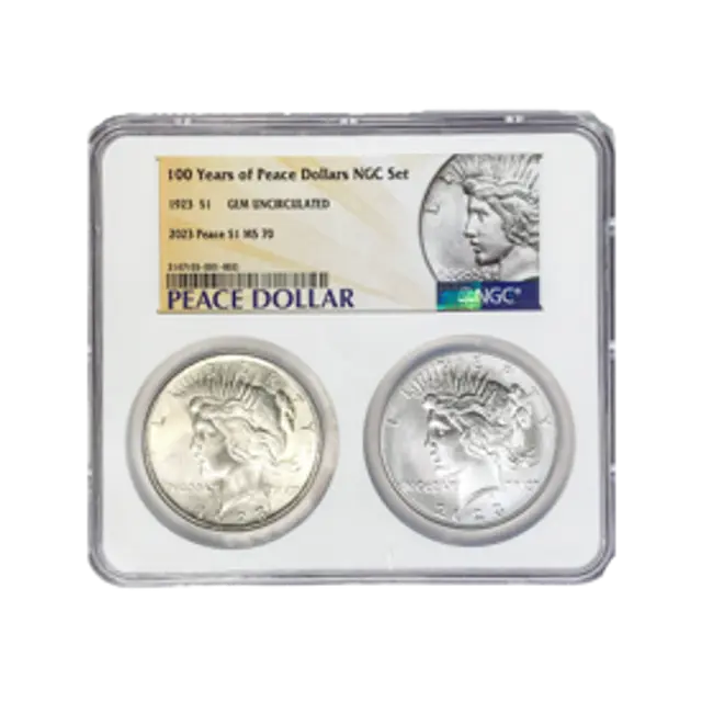 1923 & 2023 Peace GEM MS70 – 2 Coin Set