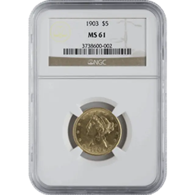 $5 U.s. Gold Liberty Ngc61