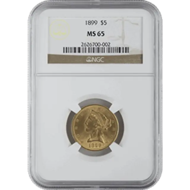 $5 U.s. Gold Liberty Ngc65