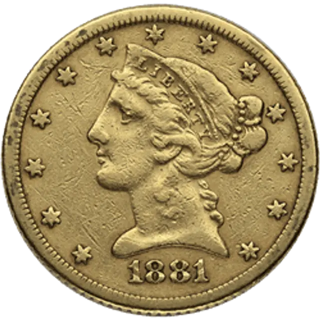 $5 U.s. Gold Liberty Vf